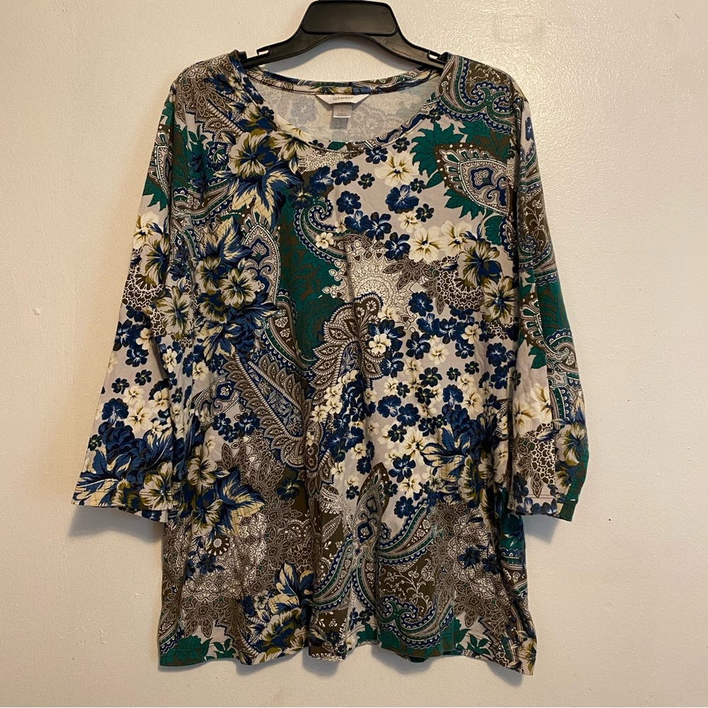 CJ Bank Floral Paisley Women's Top Size X Pullover